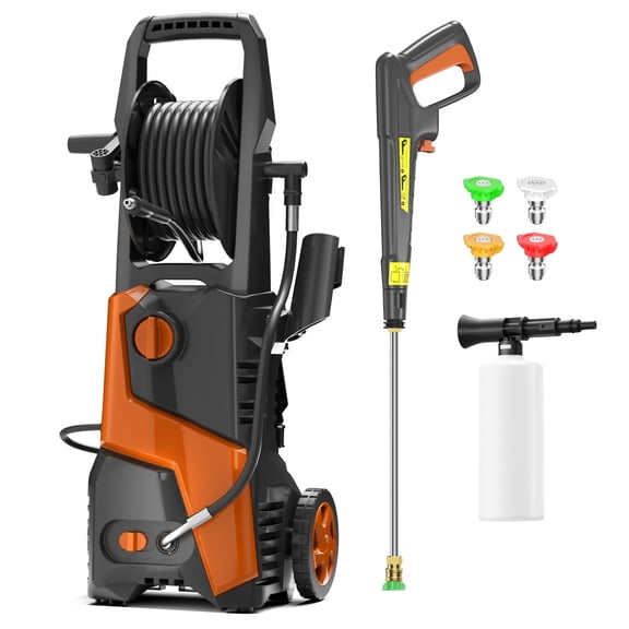 Electric Pressure Washer 5000 PSI 3.2 GPM Power Washer with 20ft Hose 17ft Power Cord, Making It Perfect for Cleaning Cars, Pool, Patios Orange