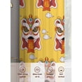 thumbnail image 6 of Chinese Wind Sheer Curtains 96 Inch Length 2 Panels Set Window Treatments, New Year Painting Lion Dance Yellow Rod Pocket Semi Curtains for Living Room/Bedroom/Kitchen Décor, 104"W x 96"L, 6 of 7