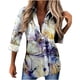 thumbnail image 2 of ICHUANYI Clearance Shirt Women Long Sleeve Blouse Blouse Printing Tops Bussiness Casual Lapel Tops(Blue, M) ICHUANYI WER2023081004173, 2 of 4