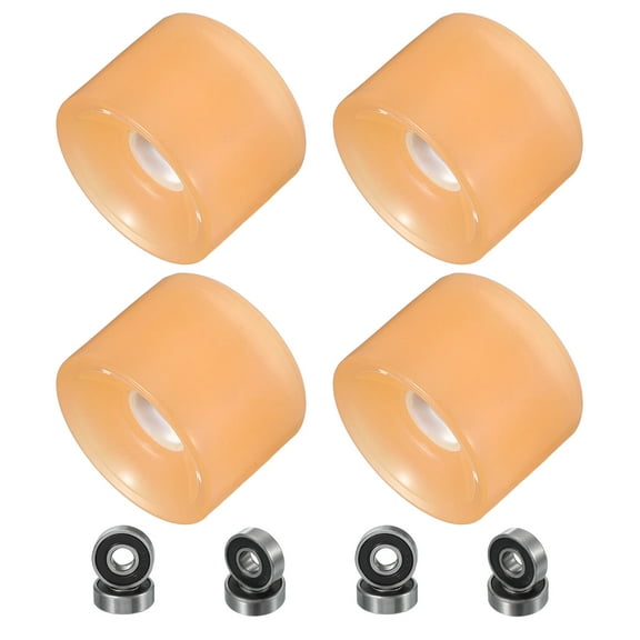 Uxcell 65mm Skateboard Wheels, 78A Hardness PU Flash Cruiser Wheels with 608RS Bearings, Light Pink 1 Set