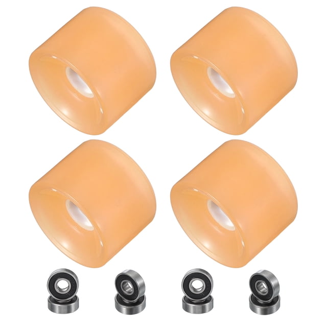 Uxcell Roues de Planche à Roulettes, Roues de Rue en PU, Roues Cruiser à Haute Élasticité avec Roulements Rose Pâle