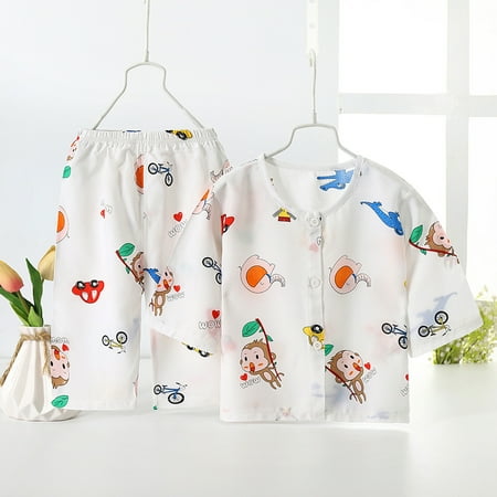 

Leutsin Toddler Kids Baby Boys Girls Cartoon Tops+Pants Pajamas Sleepwear Outfits