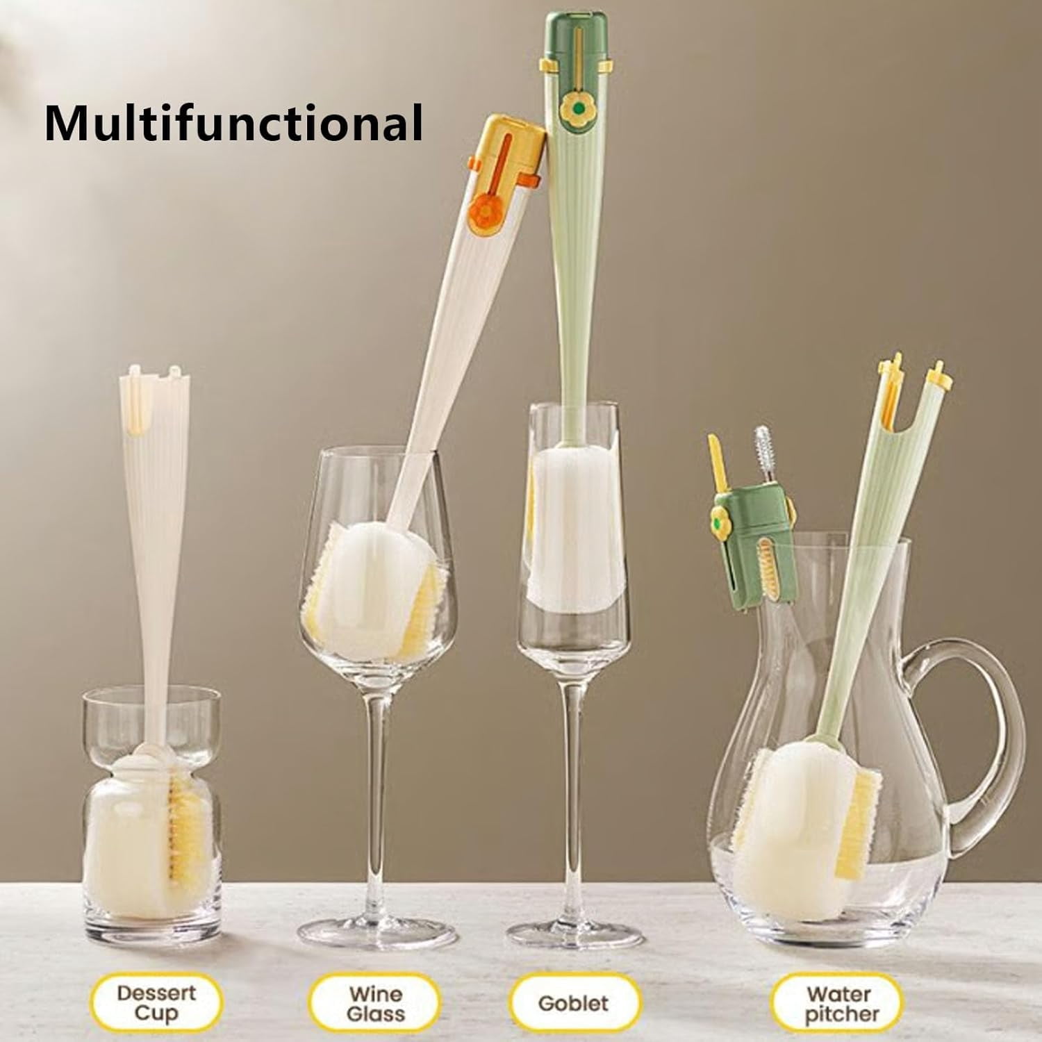 5-In-1 Bottle Cleaning Brush Set With Long Handle for Water Bottles and Cups