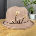 thumbnail image 3 of CoCopeaunts Thickened Wool Women Bucket Hat Winter Fashionable Flower Embroidery Fisherman Hat Cold Proof Roll up Brim Basin Hat, 3 of 8