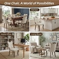 thumbnail image 4 of Dining Chairs Set of 6, Velvet Upholstered Kitchen Chairs with Vintage Copper Nails, Solid Wood Handles & Curved Legs, Mid Century Modern Dining Room Chairs for Home (Beige, Set of 6), 4 of 8