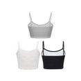 thumbnail image 2 of Vxuxlje 3Pcs Cropped Tank Tops for Girls Spaghetti Strap Crop Top Basic Sports Cami Solid Color Black&White&Grey L, 2 of 5