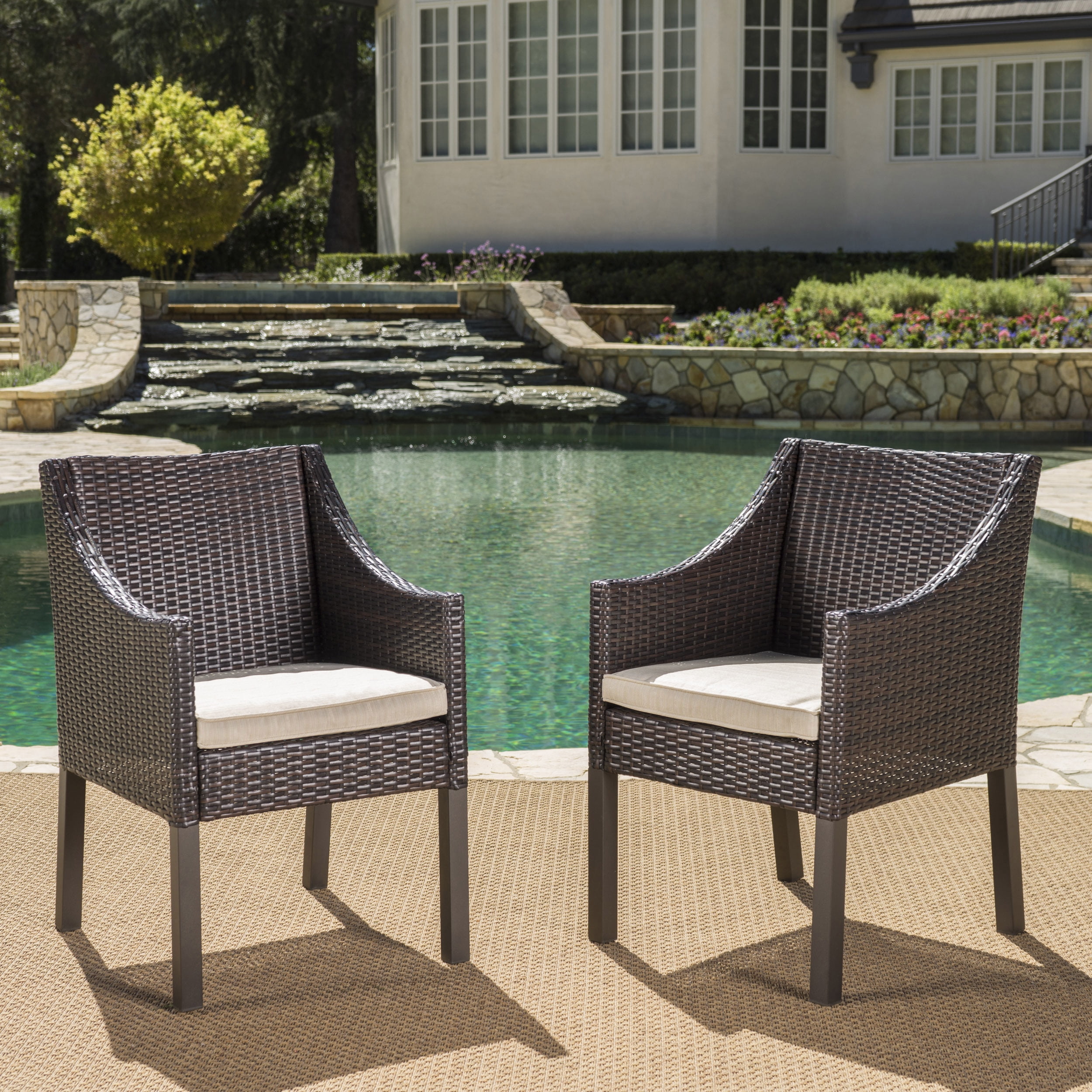 Estelle Outdoor Wicker Dining Chairs With Cushions Estelle Outdoor Wicker Dining Chairs With Cushions