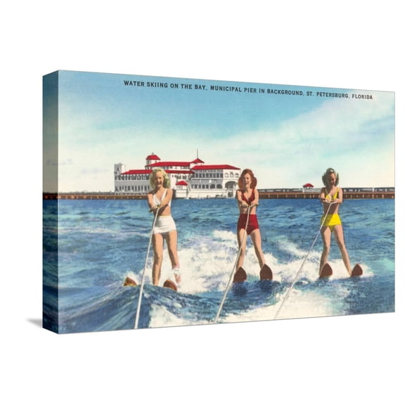 Art.com Water Skiers, St. Petersburg, Florida Stretched Canvas Print Wall Art, 18" x 12"