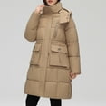 thumbnail image 2 of Kmdttou Womens Winter Coats Puffer Jacket Womens Long Sleeved Solid Color With Pocket Lapel Cotton Jacket, 2 of 9