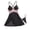 Black, variant on QSAWXQZ Women's Sheer Slip Dress Babydoll Chemise Spaghetti Strap Sleeveless V Neck Tie Open Back Lace Print with Thong for Night L