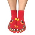 thumbnail image 2 of Wrapables® Japanese Girl Five Finger Cartoon Socks Five Toe Socks Set of 3, Black/Red/Blue, 2 of 4