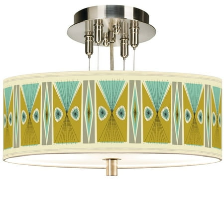 

Ragnar Modern Ceiling Light Semi Flush Mount Fixture Brushed Steel 14 Wide Vernaculis III Drum for Bedroom Living Room Kitchen