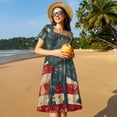 thumbnail image 4 of Honeii Vintage American Flag Elephant Print Women’s Short Sleeve Dress, Comfortable Casual Dress, Soft Polyester Spandex Blend, Stylish Everyday Wear for Summer, Perfect for Travel and Vacation, 4 of 6