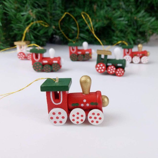 Coherny, dibujos animados de madera creativos, adornos de tren de Papá Noel, colgantes de árbol de Navidad, ventana, decoración del hogar, juguete para niños, niñas y niños Xemadio JQWJ339