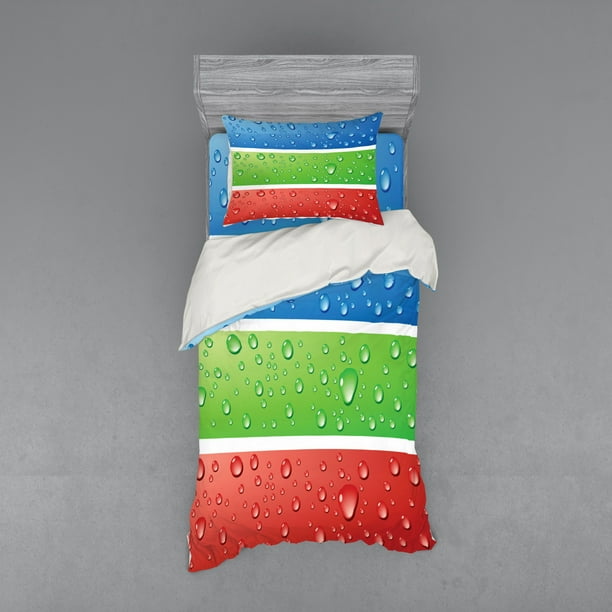 Modern Duvet Cover Set, Water Drops on a Plastic Surface Like Summer