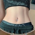thumbnail image 4 of Nuevo Perno para ombligo de acero inoxidable, Unisex, con incrustaciones de diamante,, 4 of 5