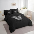thumbnail image 3 of Feelyou Initial V Letter Bedding Comforter Set 7-Piece for Teen, Black White Monogrammed King Bedding Sets, Checkered Buffalo Reversible Bed Sheets, Lightweight Room Decor, 3 of 7