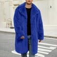 thumbnail image 2 of safuny Warm Faux Fur Long Sleeve Jacket Men Stylish Turn Down Collar Casual Outerwear Daily Wear able Soft Fabric Fashionable Blue M, 2 of 7