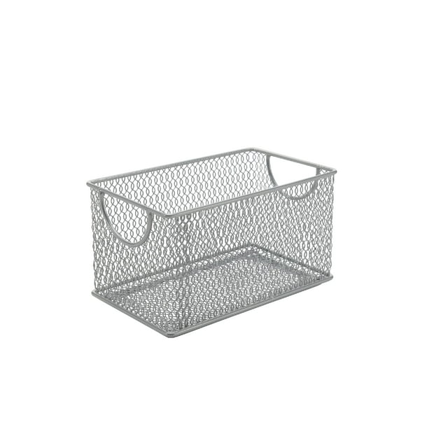 Ybm Home Caja De Almacenamiento De Malla De Malla Plateada Ideal Para Suministros Escolares, Hogar U Oficina, Libros, Discos De Computadora Y Más 2302 (1 Caja Con Cremallera, 8 X 4,5 X 4,8 Pulgadas)