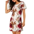 thumbnail image 2 of Naloa Lilies Flowers Print Women Nightgowns,Womens Loungewear,Short Sleeve Sleepwear,Comfy Ladies Nightdress, 2 of 6