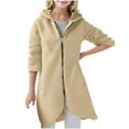 thumbnail image 2 of Cotton Jackets for Girls Full Zip up Hoodie Sweatshirts Coat Mid Length Long Sleeve Outwear Tween Girl 3-14 Years (11 Years, Beige), 2 of 6