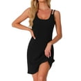 thumbnail image 1 of INSPIRE CHIC Vestido de dormir sin mangas para mujer, camiseta de noche de punto acanalado, camisón, batas de noche XL negro, 1 of 6