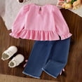 thumbnail image 5 of yboeqw Toddler Girl Clothes Girls Fall Outfits Kids Clothing Long Sleeves Ruffle Hems Top Pant 2Pcs Set,Size 9-12 Months, 5 of 9