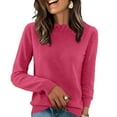 thumbnail image 2 of Crew Neck Sweater for Women Long Sleeve Soft Oversized Knitted Pullover Casual Cozy Winter Tops Hot Pink XL, 2 of 5