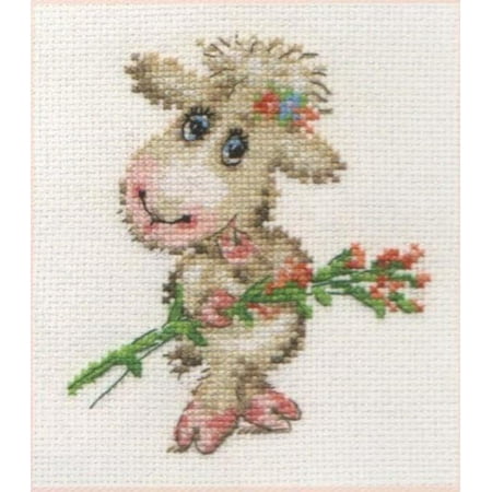 UPC: 4610009341774 | Cross-Stitch Kit Pretty Lamb 0-105 Animal Needlework Sheep White Animal By Alisa