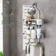thumbnail image 1 of Estante de ducha de acero inoxidable de 3 niveles para baño | Estante para colgar sobre el cabezal de ducha con ganchos para jabón, toallas, esponjas y champú y acondicionador., 1 of 6