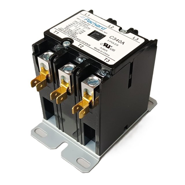 Contactor Packard C340A de 3 polos, 40 A, 24 VAC, con auxiliar Interruptor