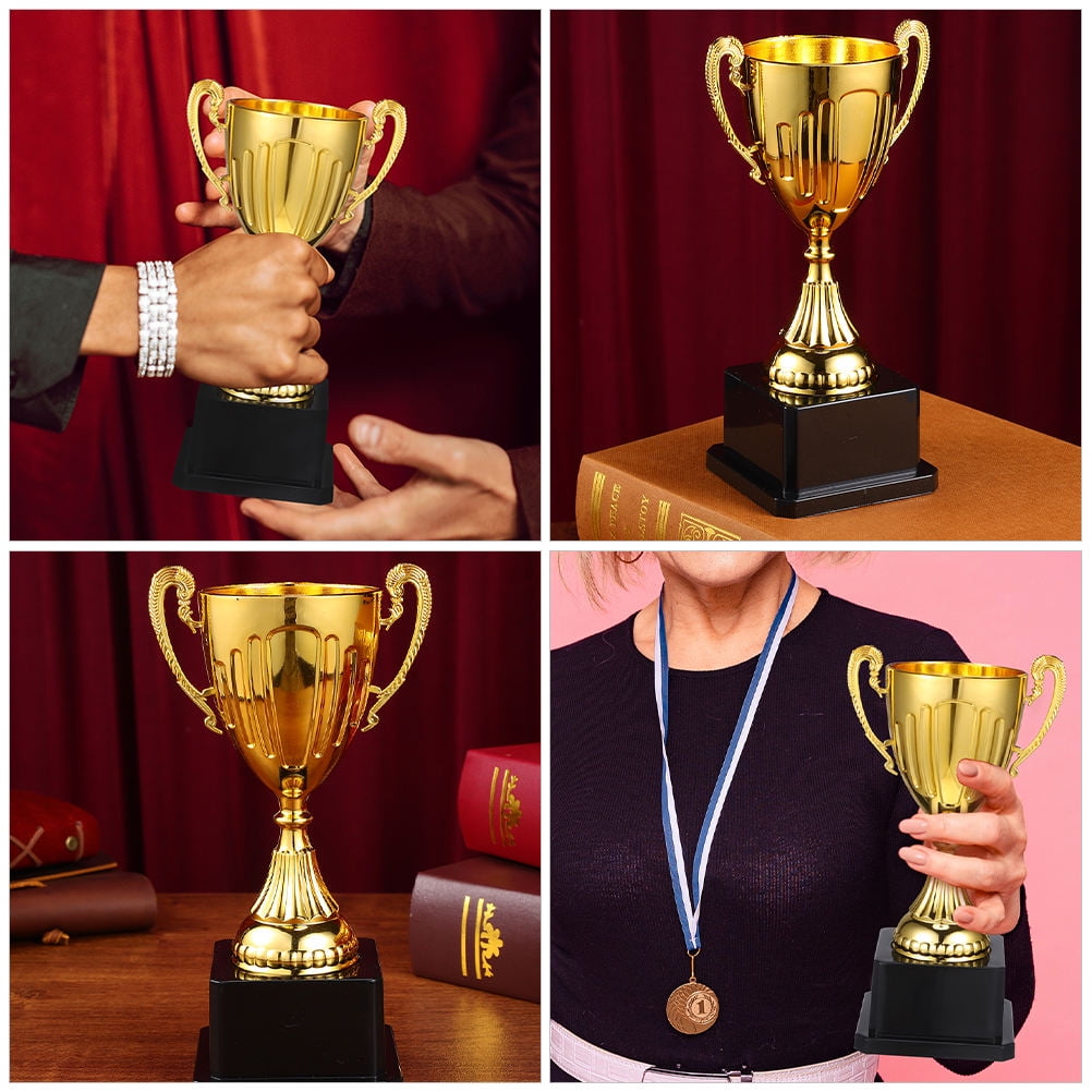 YOSADIER 2Set Elegant Gold Design Trophy Cup in Plastic for Teams and Celebrations during Sports Events for Fan Gear