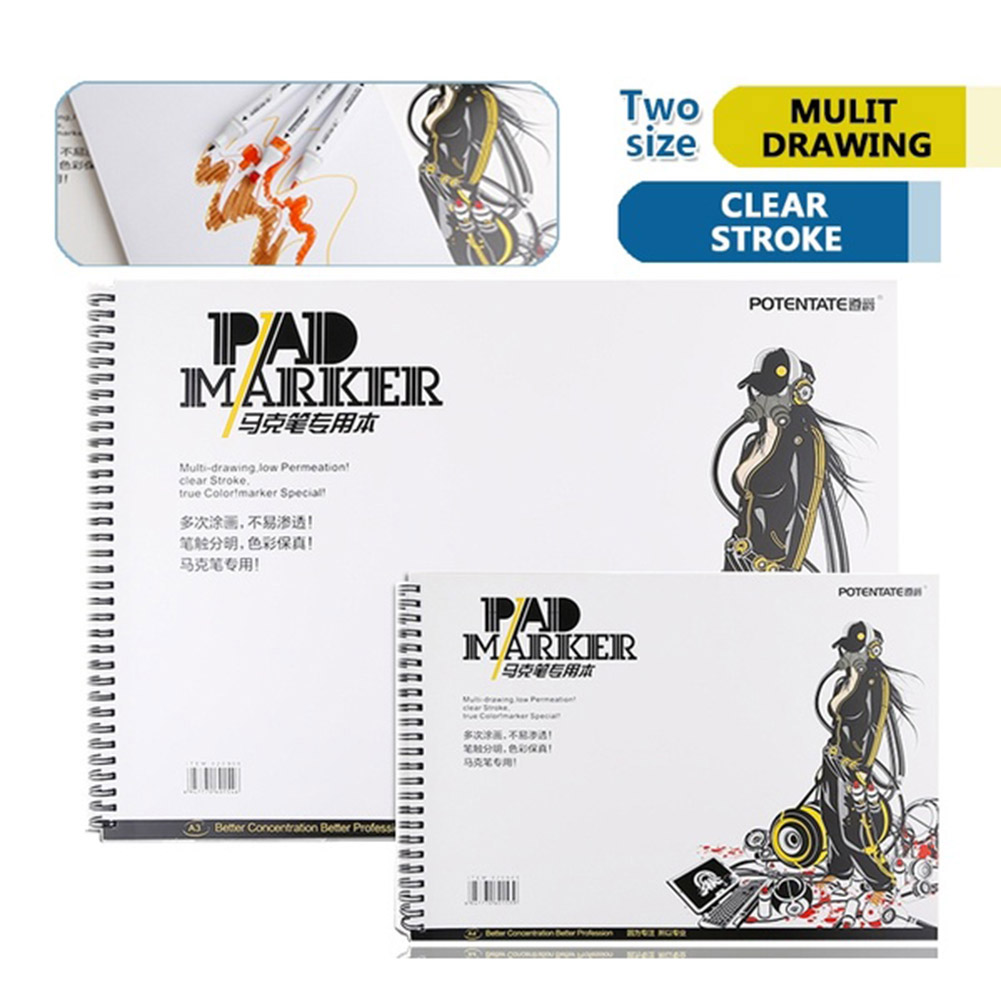 A4/A5 32 Sheets Waterproof Spiral Marker Pads Sketch Book Drawing Stationery Beige Paper