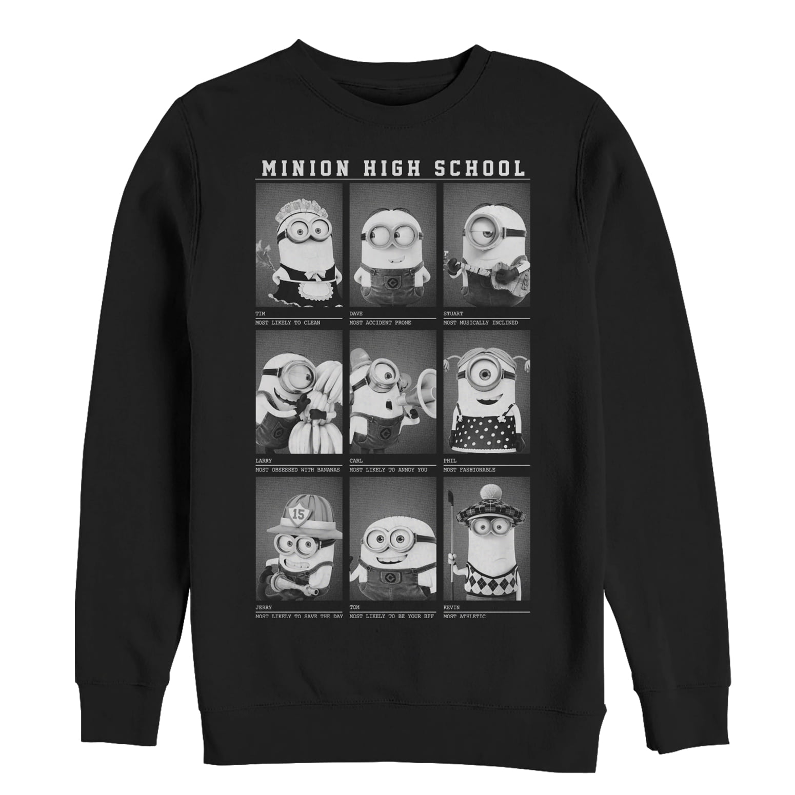 Men S Despicable Me Minion Yearbook Sweatshirt Black 2x Large Walmart Com