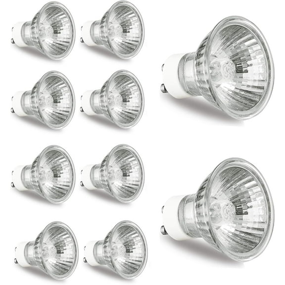 GU10 Halogen Bulb 120V 50W Halogen Light Bulbs for Candle Warmer Lamp, GU10 C, MR16 with Glass Cover, 2700K Warm White, Dimmable, Pack of 10