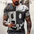 thumbnail image 2 of Men's Halloween Skull Patchwork Graphic T-Shirt Crew Neck Short Sleeve Casual Streetwear Top, 2 of 6