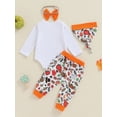 thumbnail image 6 of Qtinghua Newborn Baby Girl Thanksgiving Outfit Everyone Is Thankful For Me Long Sleeve Romper Pants Set Headband Hat 4Pcs Set, 6 of 9