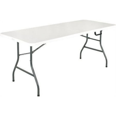 Cosco Products Centerfold Folding Table  6-Feet  White Specked Pewter