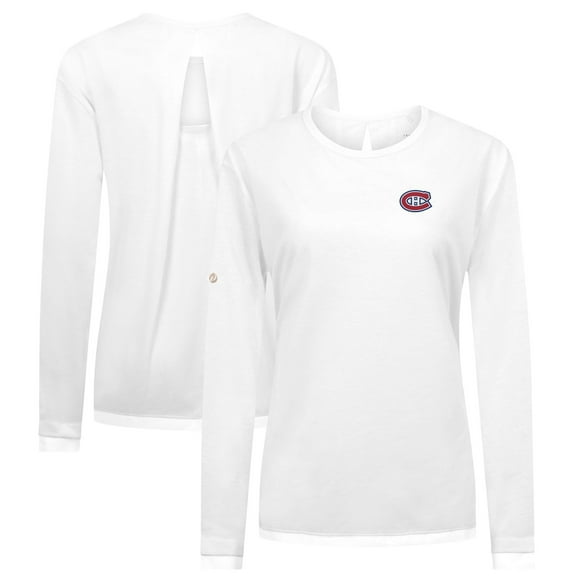 Women's Levelwear White Montreal Canadiens Sequoia Primary Logo Long Sleeve T-Shirt