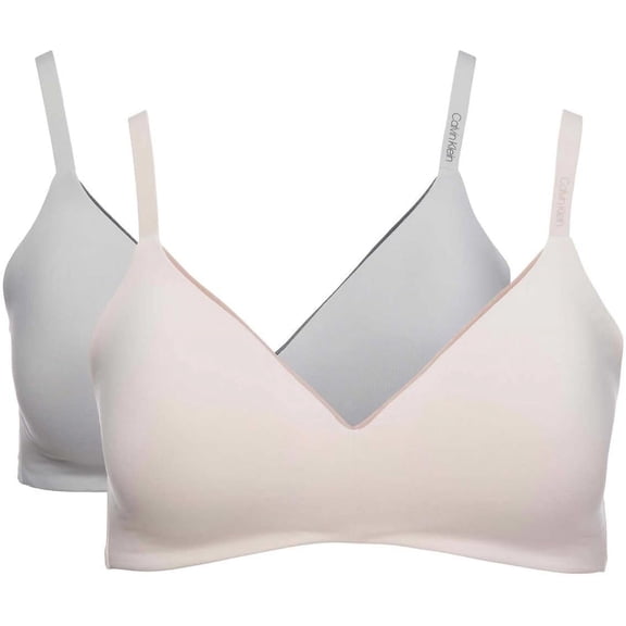 Calvin Klein Women's 2 Pack Lightly Lined Wirefree Bra, Pink/Gray XL