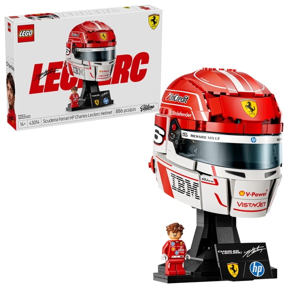 LEGO Editions Scuderia Ferrari HP Charles Leclerc Helmet - Building Set for Teens, Ages 14 - Collectible F1 Display - Bedroom or Home Office Decor - Gift for Formula 1 Fans - 43014