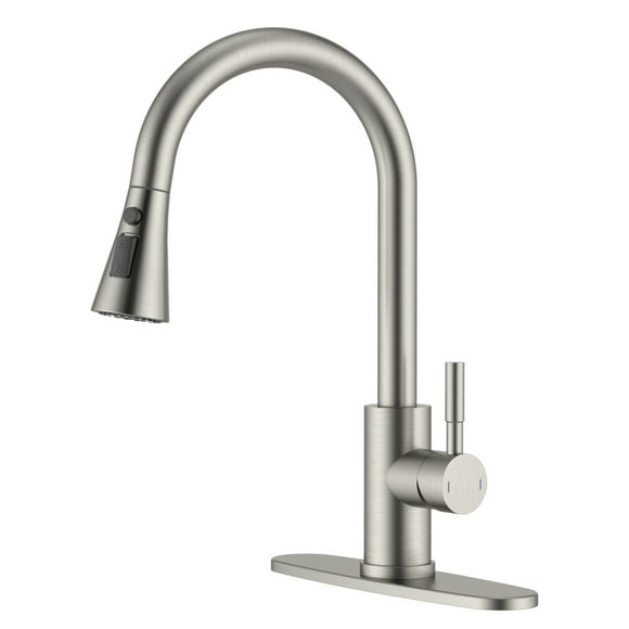APPASO Kitchen Faucet with Pull Down Sprayer Steel 360, Brushed Nickel Bar Faucet with Sprayer 3-Mode, Stainless Steel
