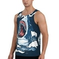 thumbnail image 2 of Fotbe Shark Pattern Men's Quick Dry Workout Tank Top Gym Muscle Tee Fitness Bodybuilding Sleeveless T Shirt Breathable Workout Shirt-Large, 2 of 9