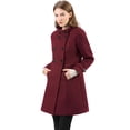 thumbnail image 1 of Abrigo de invierno con bolsillos inclinados y doble botonadura para mujer Borgoña M Allegra K, 1 of 7
