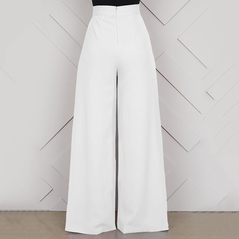 Women Pants Solid Color Splicing High 