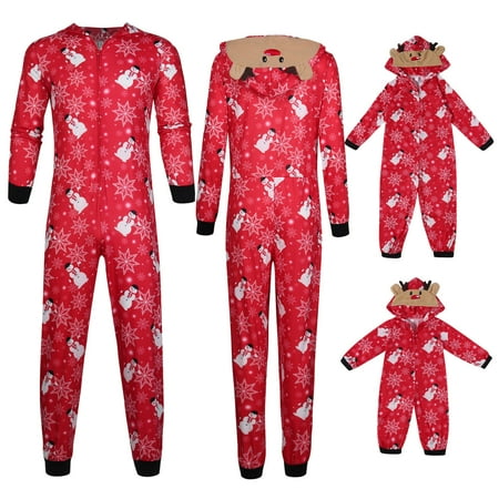 

Foraging dimple Family Matching Christmas Pajamas Set Sleepwear Jumpsuit Hoodie with Hood Matching Holiday PJ s for Family