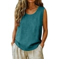 thumbnail image 6 of IMENGL Women's Tank Tops Soft Round Neck Linen Blouse Casual Sleeveless Slim-Fit Camisole for Women,M-XXXL, 6 of 7