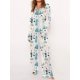 thumbnail image 2 of Women Bow Printing 2 Piece Y2k Satin Silk Lounge Outfits Pajamas Set Long Sleeve Button Down Shirt Pants Set Valentine's Day, 2 of 4