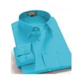thumbnail image 2 of Men's Regular Fit Long Sleeve French Cuff One Pocket Dress Shirt In Turquoise, 2 of 2