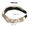 thumbnail image 2 of Unique Bargains 1 Pc Braided Faux Pearl flannelette Headband Headwear Hairband for Women 1.2 Inch Wide Beige, 2 of 7